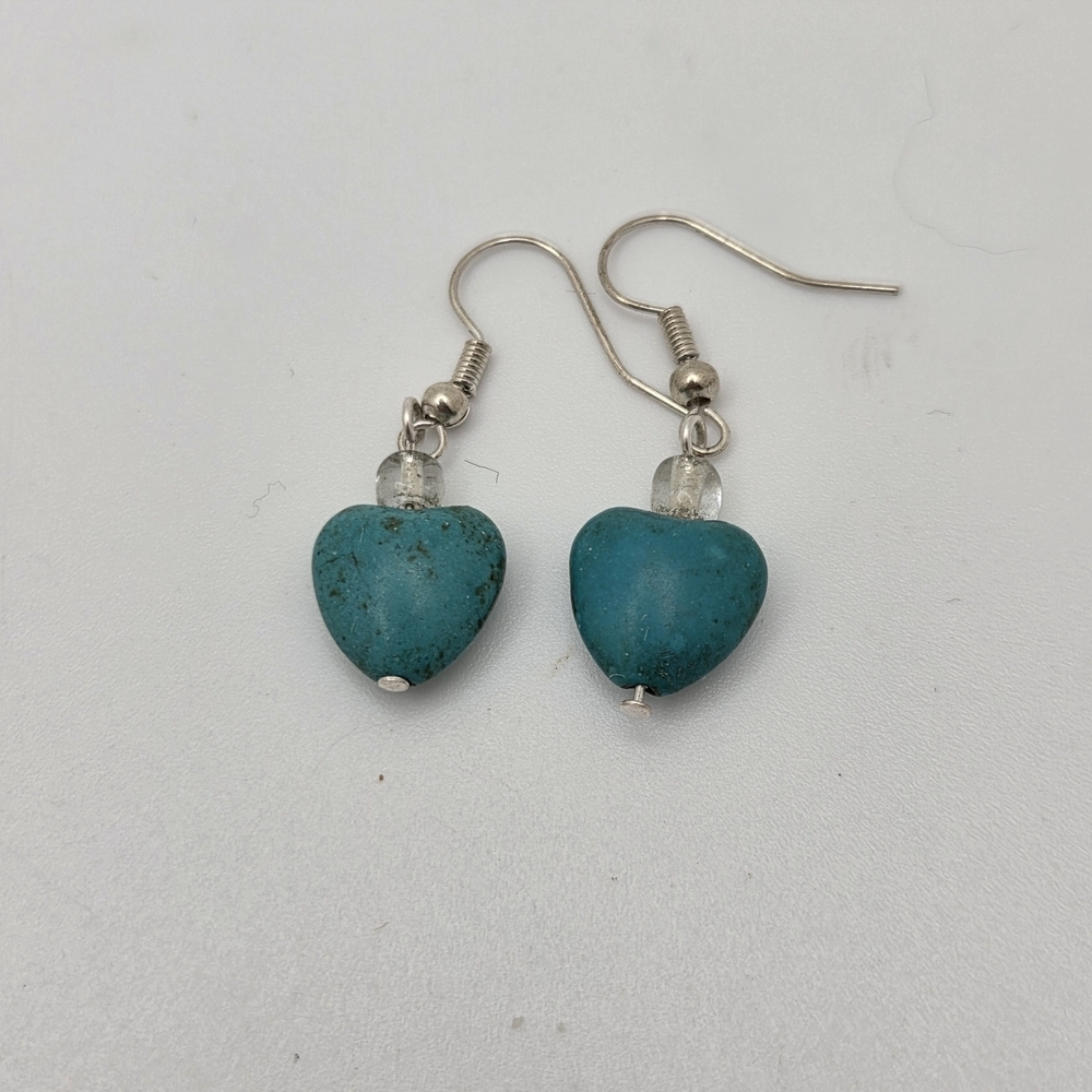 Real Turquoise Heart Drop Earrings